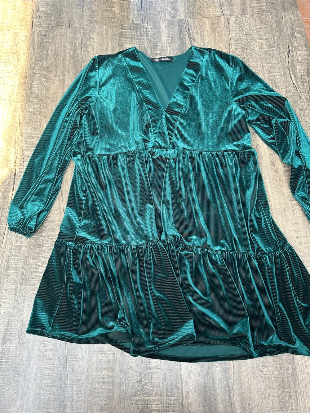 Zara Emerald Green Velvet Mini Dress